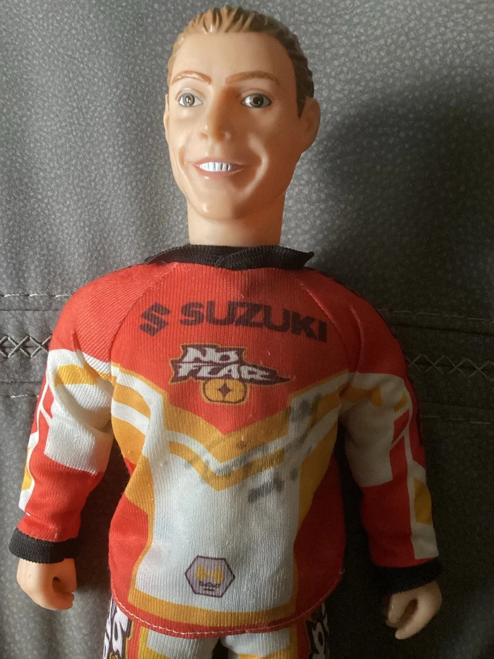 Travis Pastrana MX Allstars Suzuki “No Fear” Freestyle 16” Action Figure, Signed